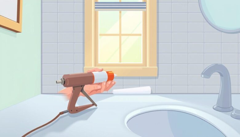 Applying bathroom caulk